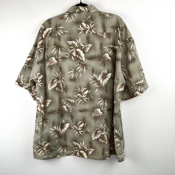 Batik Bay Green Hawaiian Leaf Print Cotton Button Front Short Sleeve Shirt XXL - Picture 13 of 13